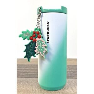 Starbucks Mint Green Tumbler with Holly Charm
